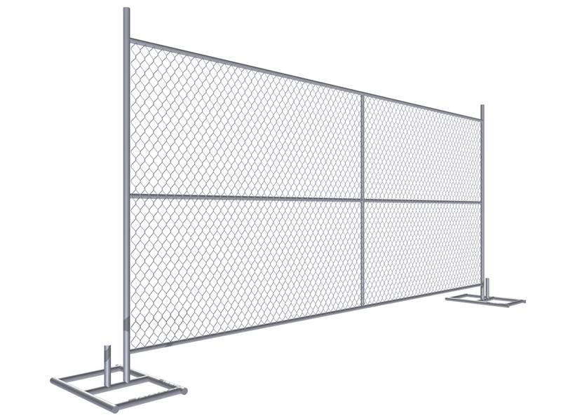 A drawing of 6' × 12' temporary chain link fence with cross support.