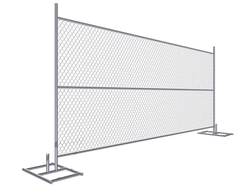 A drawing of 6' × 12' temporary chain link fence with horizontal support.