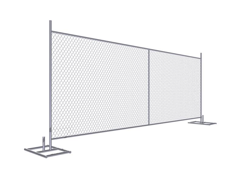A drawing of 6' × 14' temporary chain link fence with vertical support.