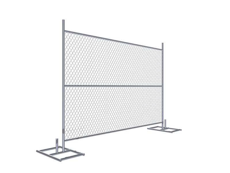 A drawing of 6' × 8' temporary chain link fence with horizontal support.