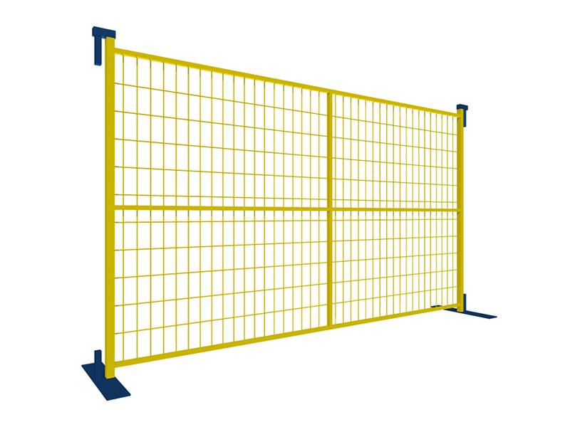 A drawing of 6' × 10'Canada temporary fence with cross support.