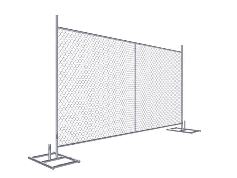 A drawing of 6' × 10' temporary chain link fence with vertical support.