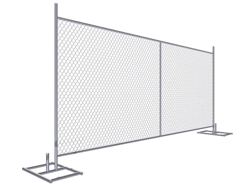 A drawing of 6' × 12' temporary chain link fence with vertical support.