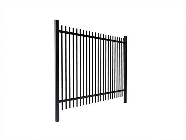 A drawing picture of 2-rail ornamental steel tubular fence with spear top.