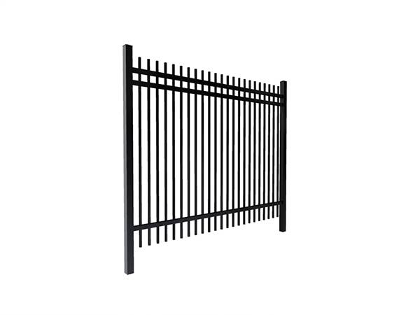 A drawing picture of 3-rail ornamental steel tubular fence with spear top.