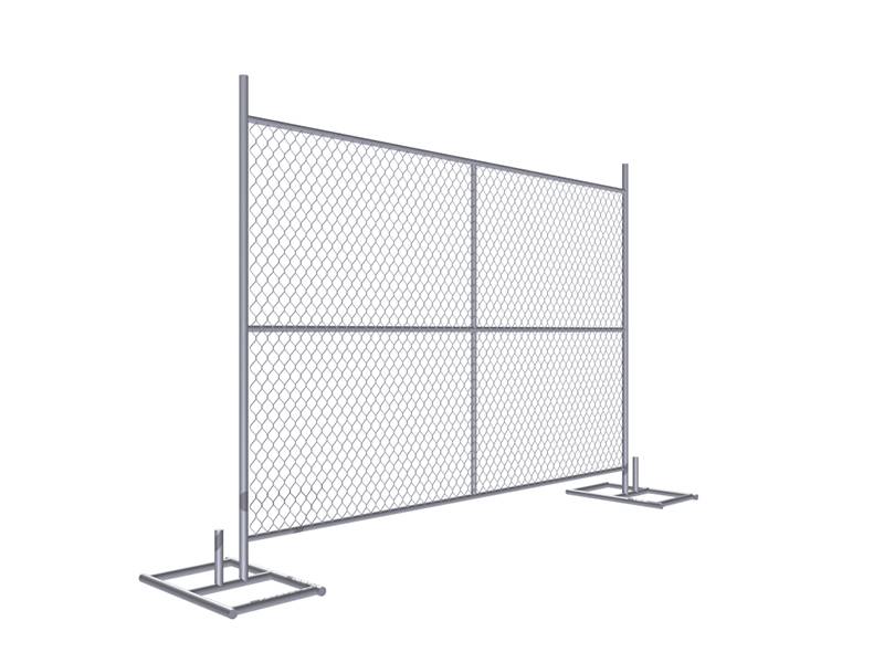 A drawing of 6' × 8' temporary chain link fence with cross support.