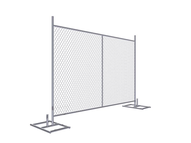 A drawing of 6' × 8' temporary chain link fence with vertical support.