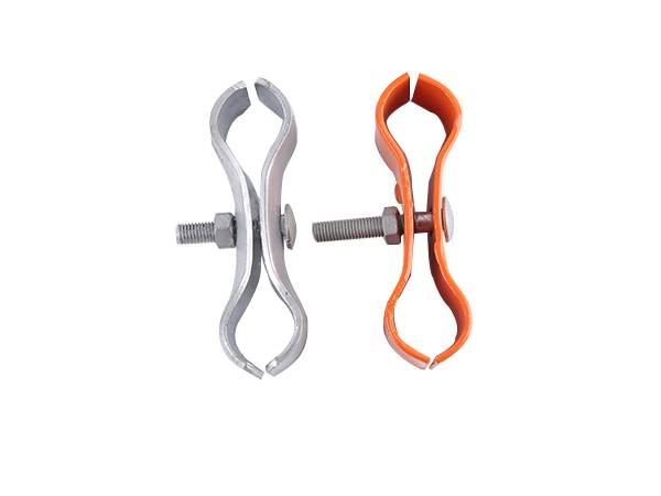 There is a orange clamp and a galvanized one used to connect the two post of the Canada temporary fence panels.
