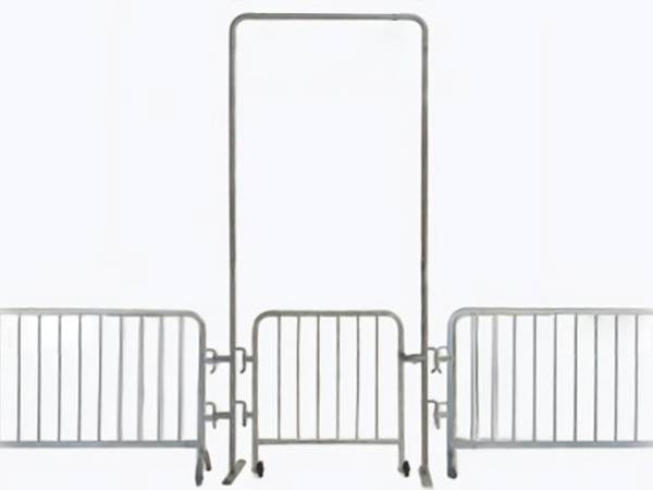 Barricade gate and arch with wheels for crowd control barrier.