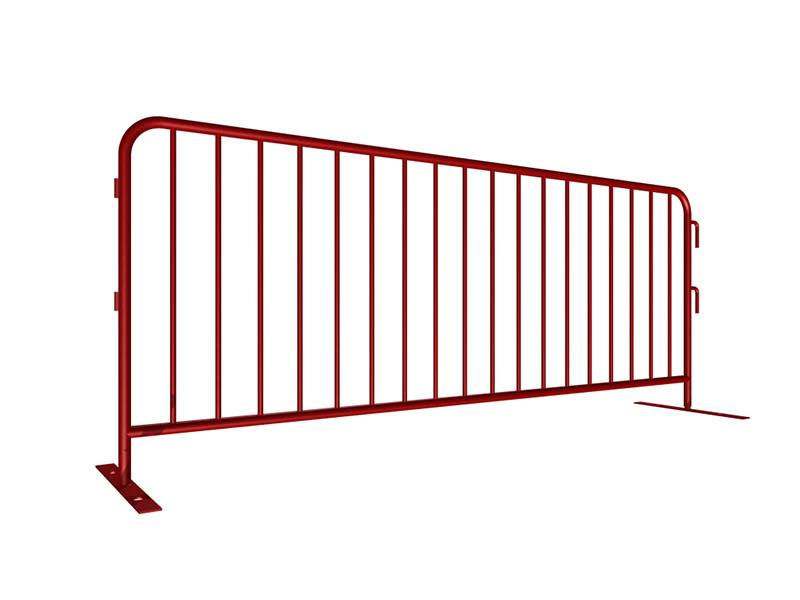 A drawing of 2.6 m × 1.1 m crowd control barriers with 18 uprights.