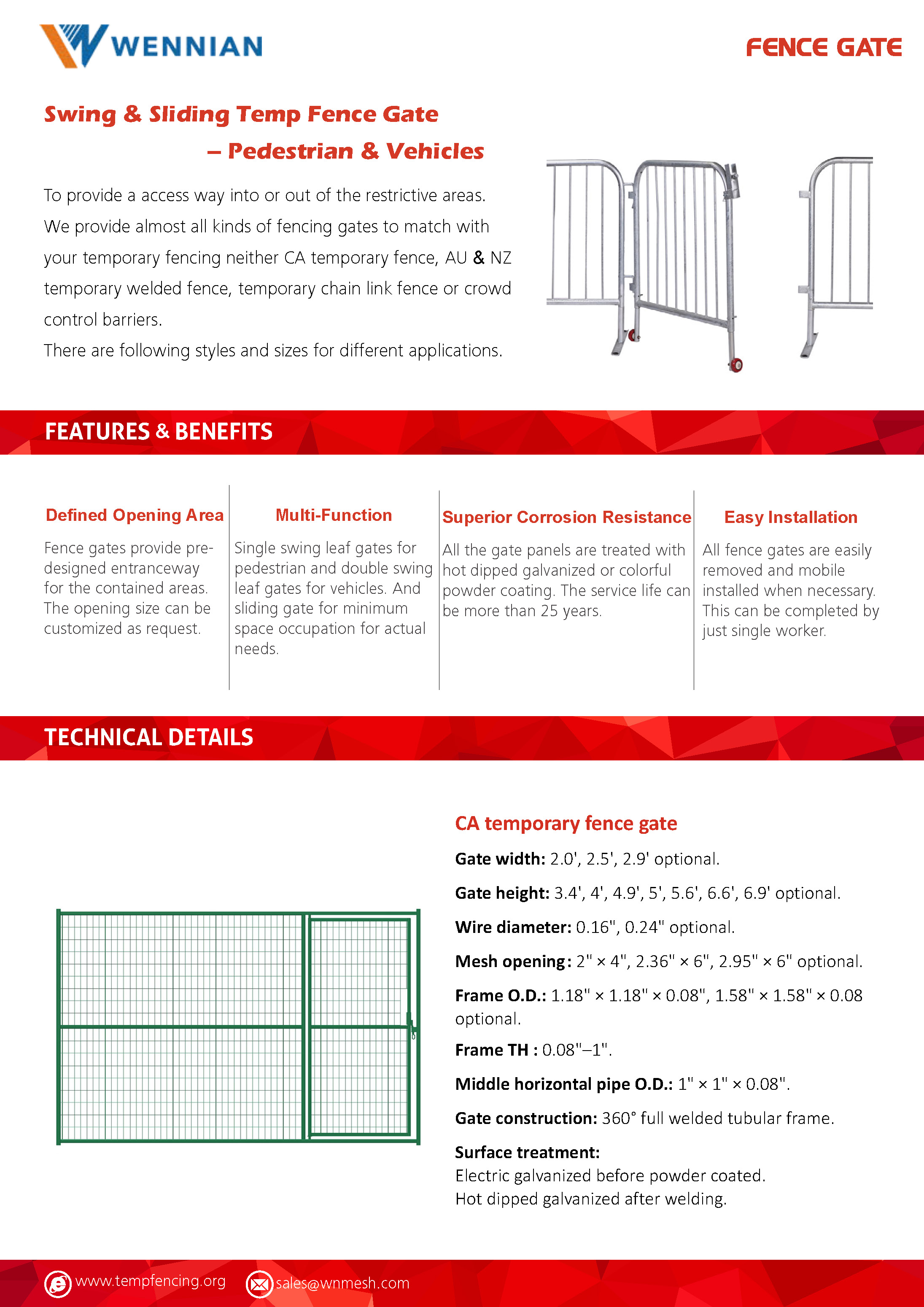 An Australia temporary fencing gate are connected with neighbour panels on white background.