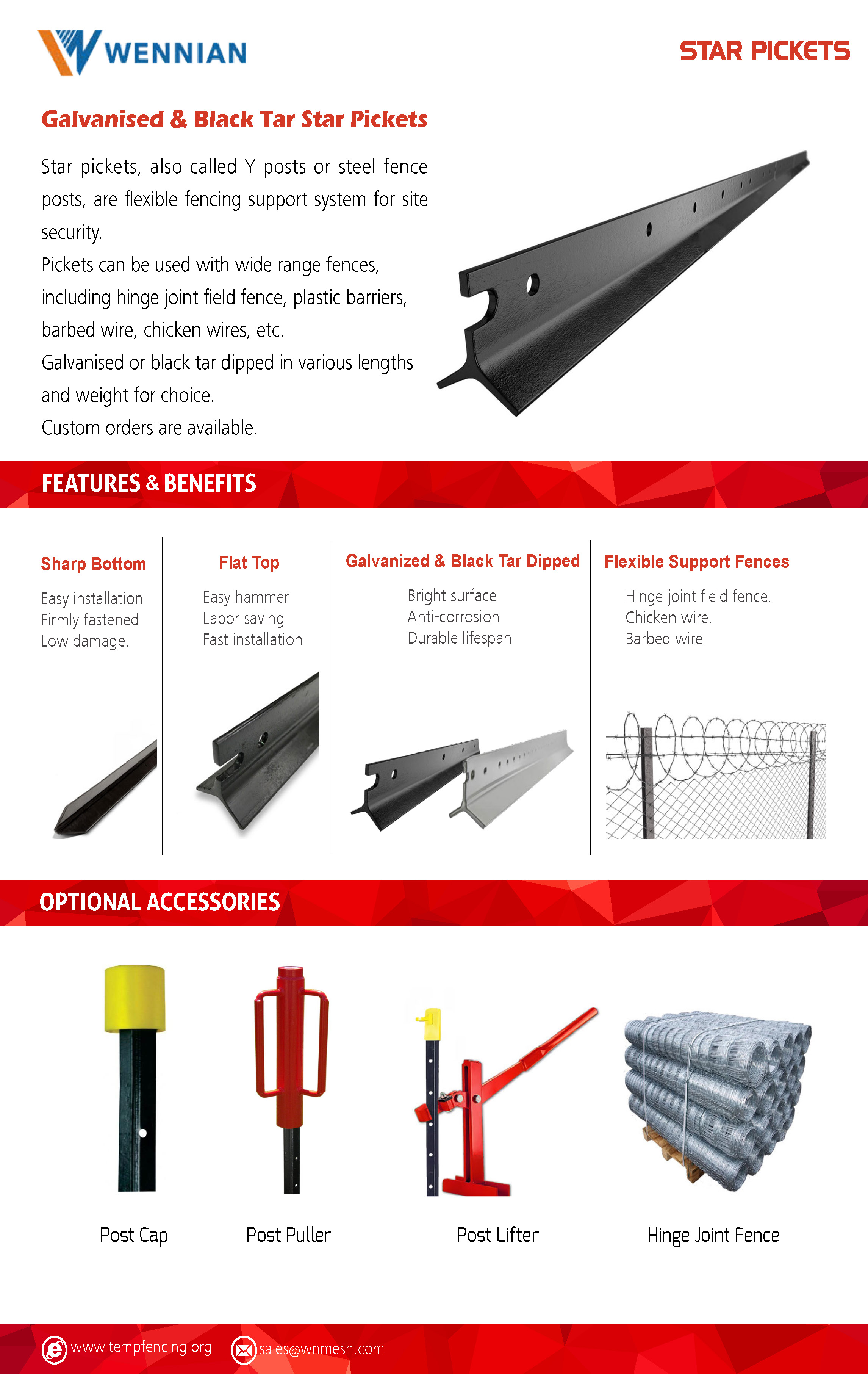A black bitumen and a galvanized star pickets on white background.