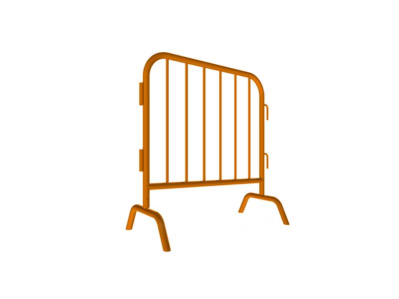 A drawing of 39" length steel barricade with bridge feet.